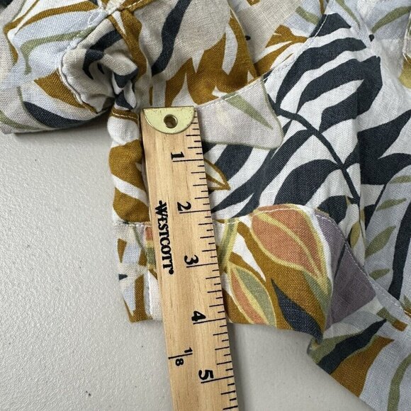 C&C California Shorts Linen Tropical Palm Print Belted XL Paper bag - Picture 10 of 11